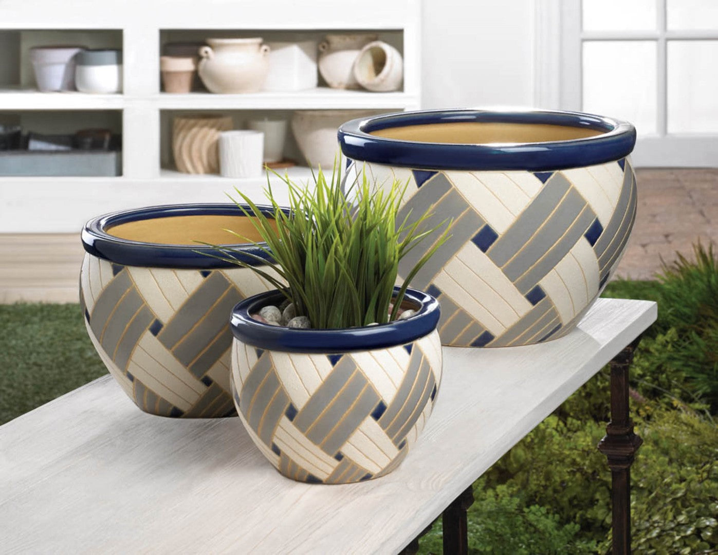 Geo Print Planter Trio 