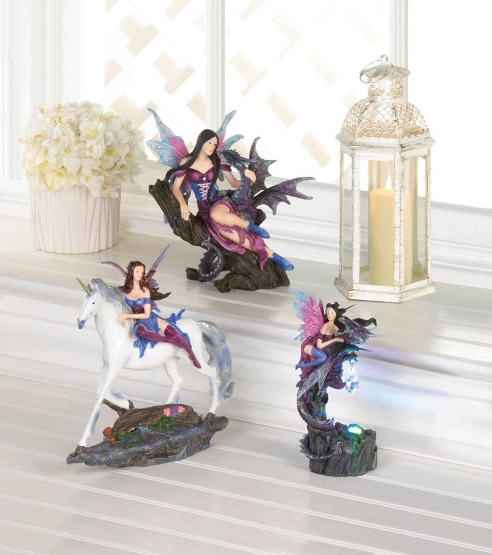 Light Up Fairy And Dragon Figurine 