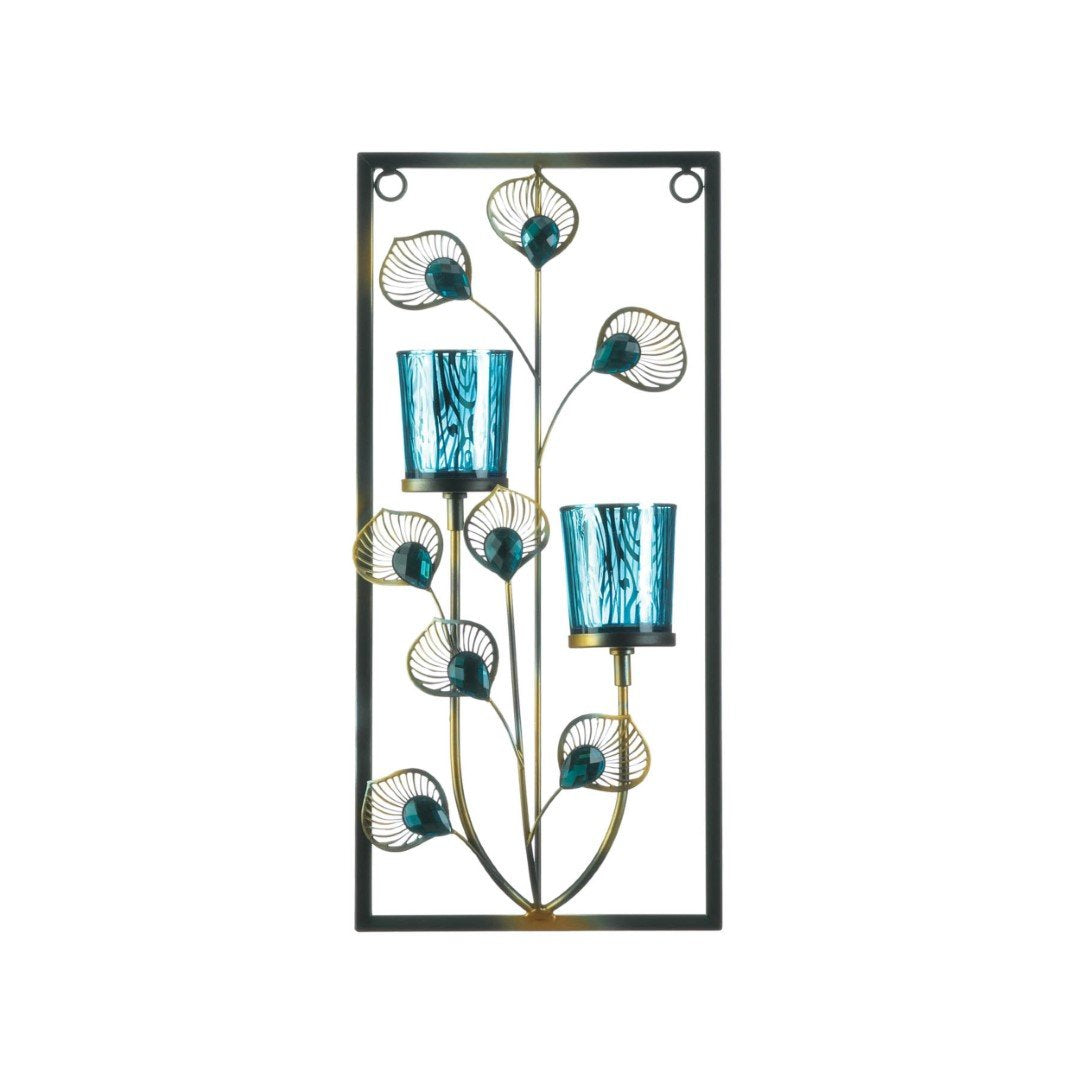 Peacock Two Candle Wall Sconce 