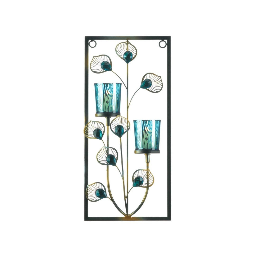 Peacock Two Candle Wall Sconce 