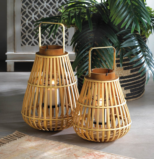 Large Slat Wood Lantern 