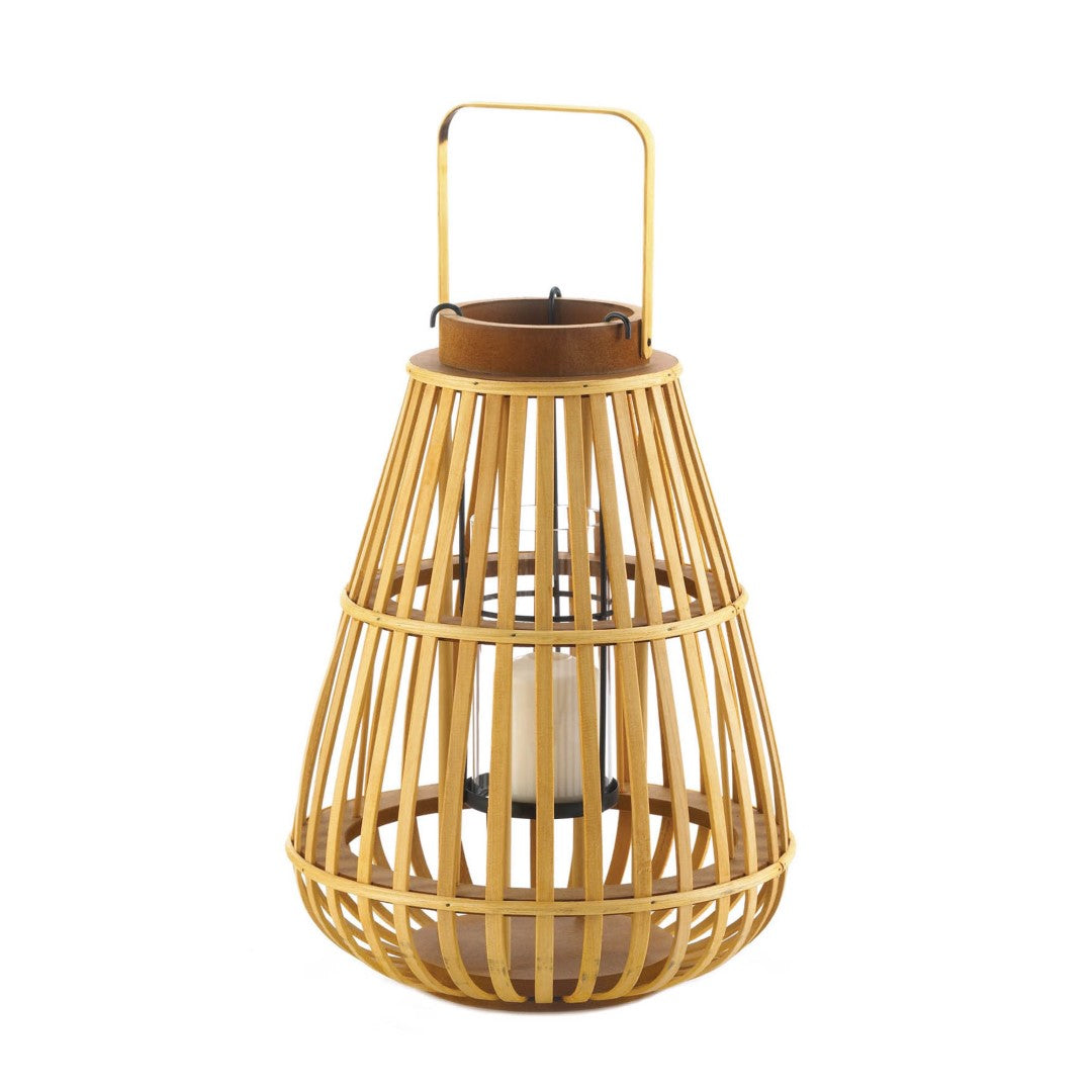 Large Slat Wood Lantern 