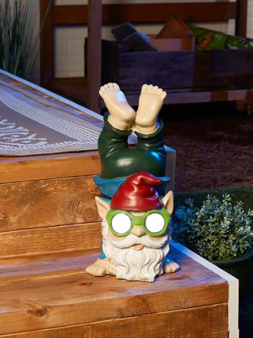 Handstand Solar Gnome Figurine 