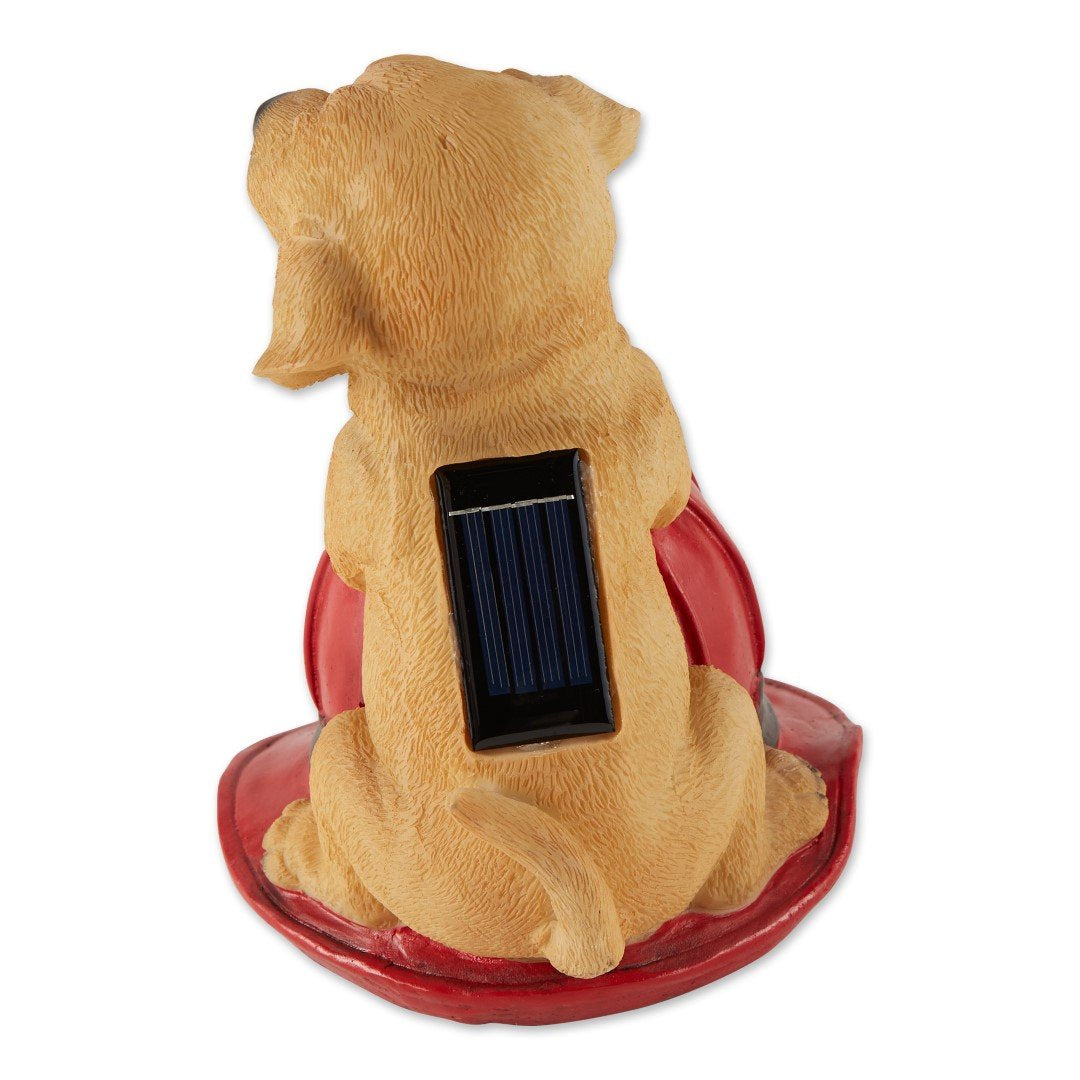 Dog And Fire Helmet Solar Statue 