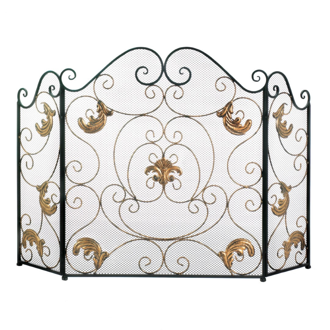 Gold Fleur-De-Lis Fireplace Screen 