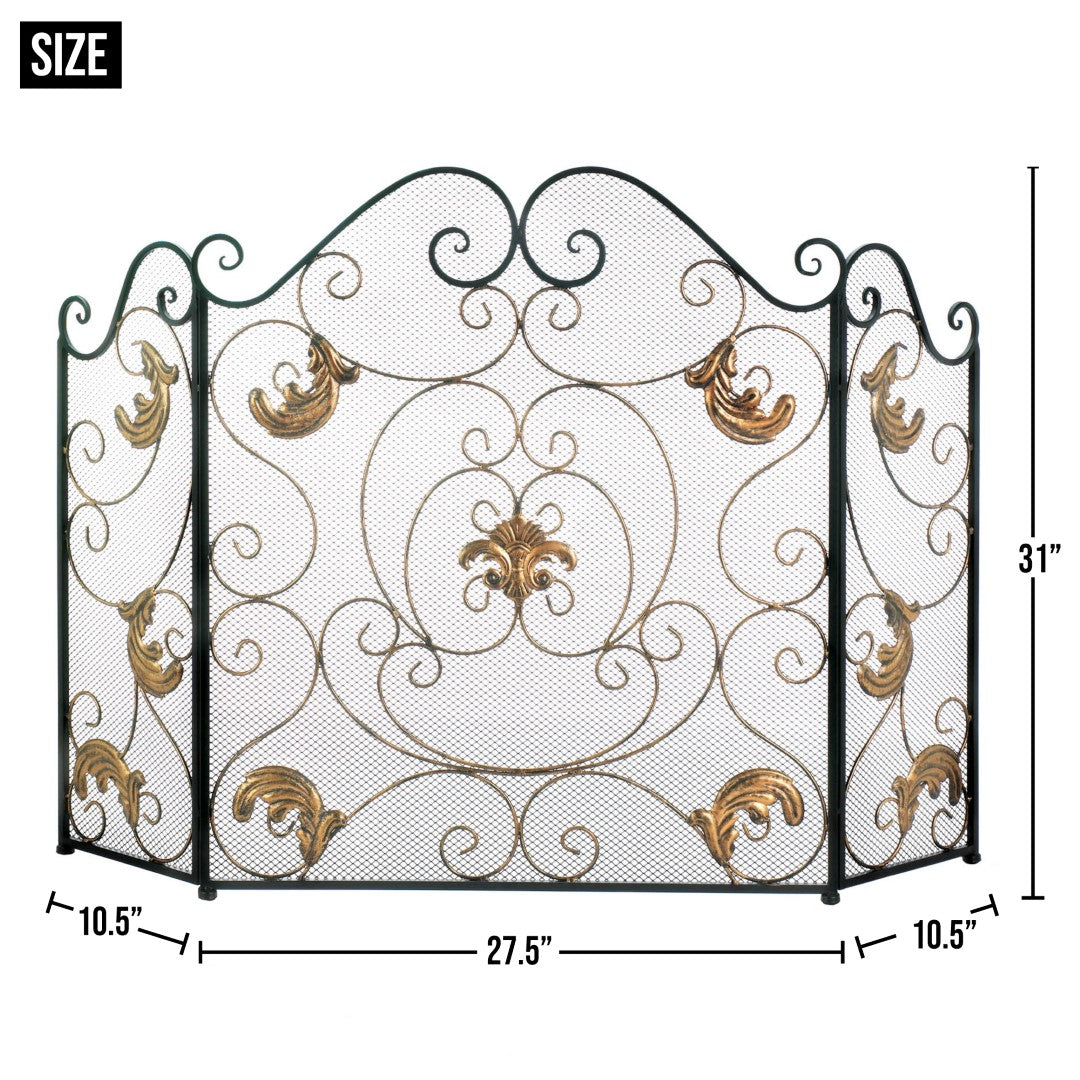 Gold Fleur-De-Lis Fireplace Screen 