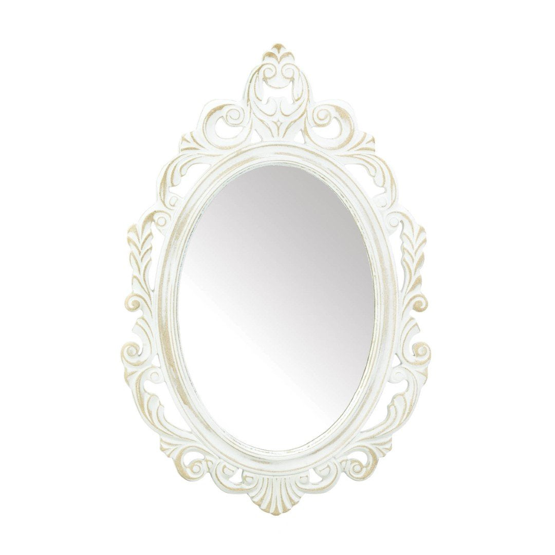 Antiqued White Wall Mirror 