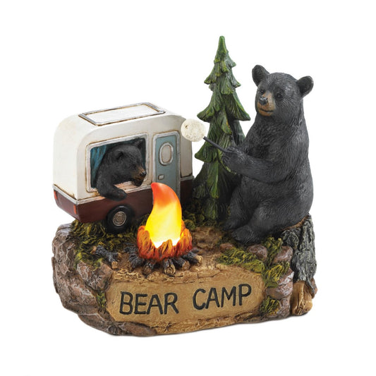 Camping Bear Family Light Up Figurine 