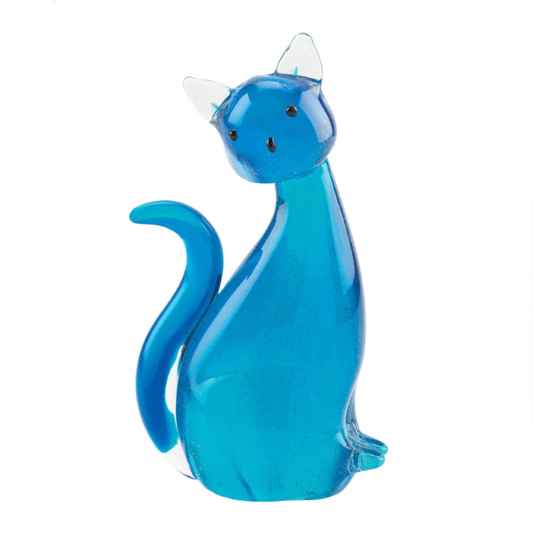 Blue Kitty Cat Art Glass 