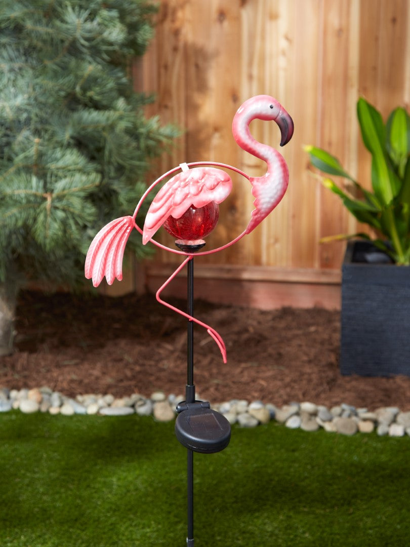 Garden Flamingo Solar Stake 