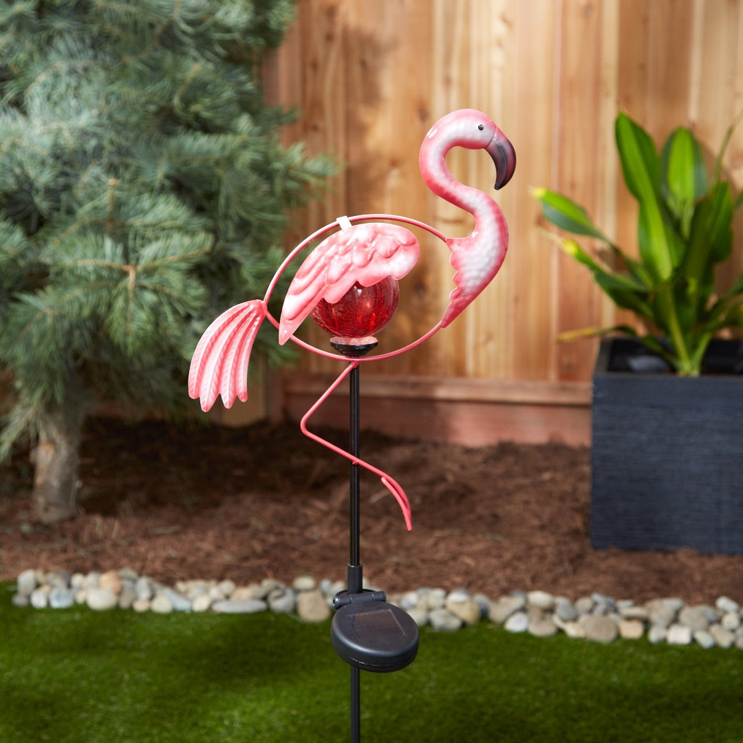 Garden Flamingo Solar Stake 