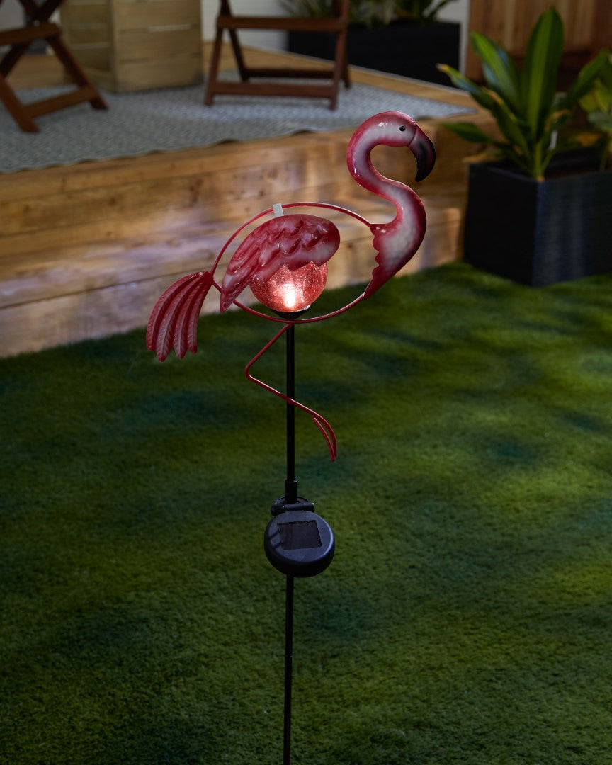 Garden Flamingo Solar Stake 