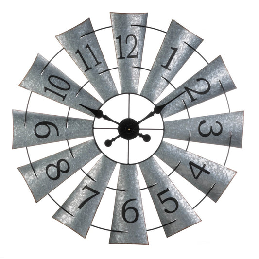 Galvanized Windmill Wall Clock 