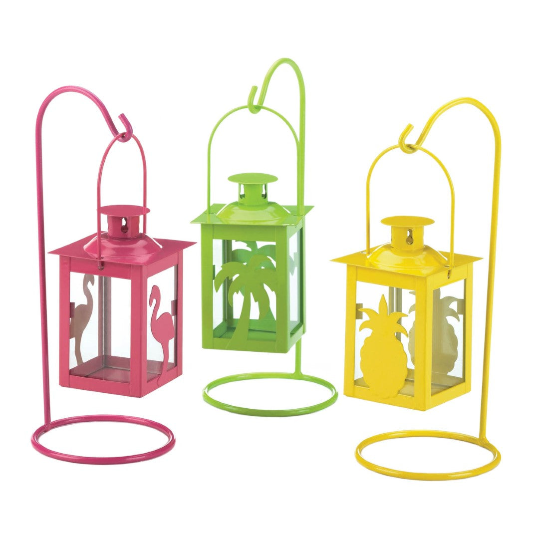 Set Of 3 Tropical Mini Lanterns 