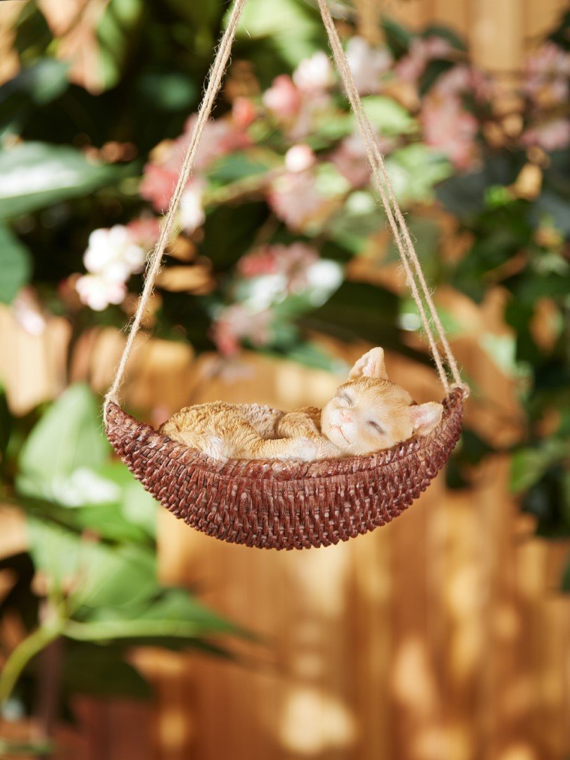 Napping Cat On Hammock Figurine 