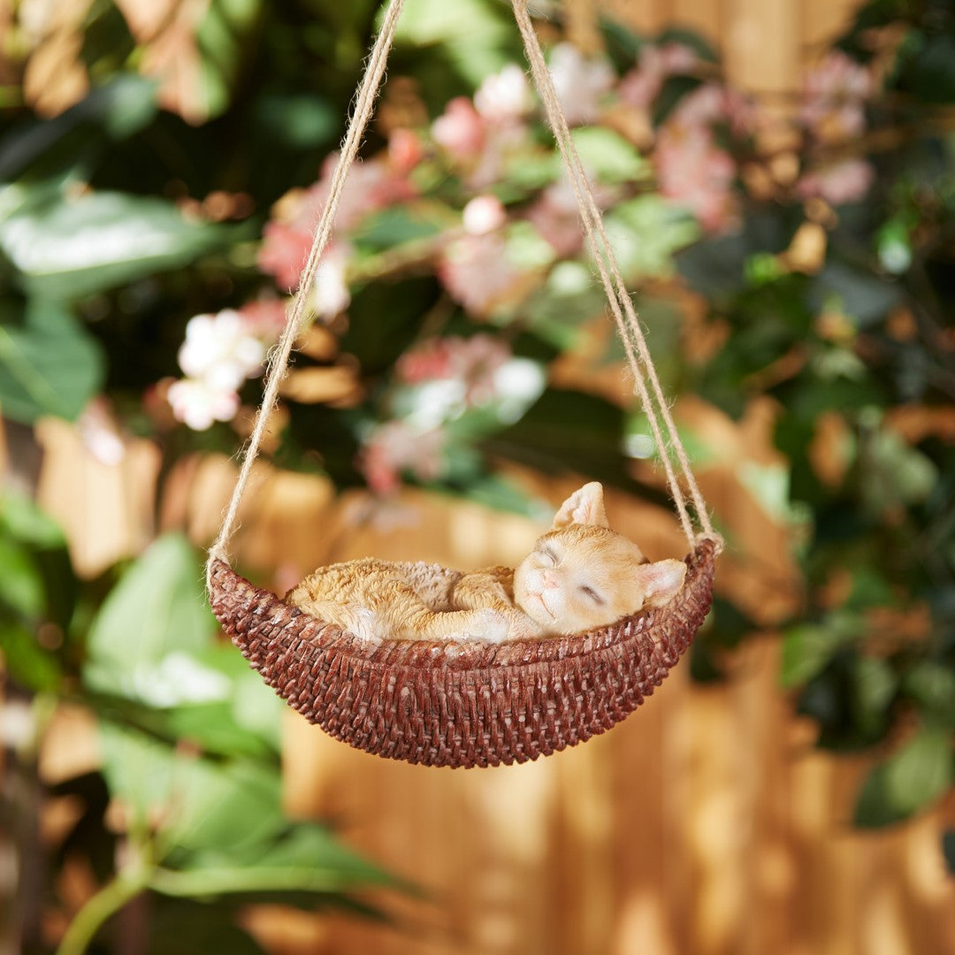 Napping Cat On Hammock Figurine 