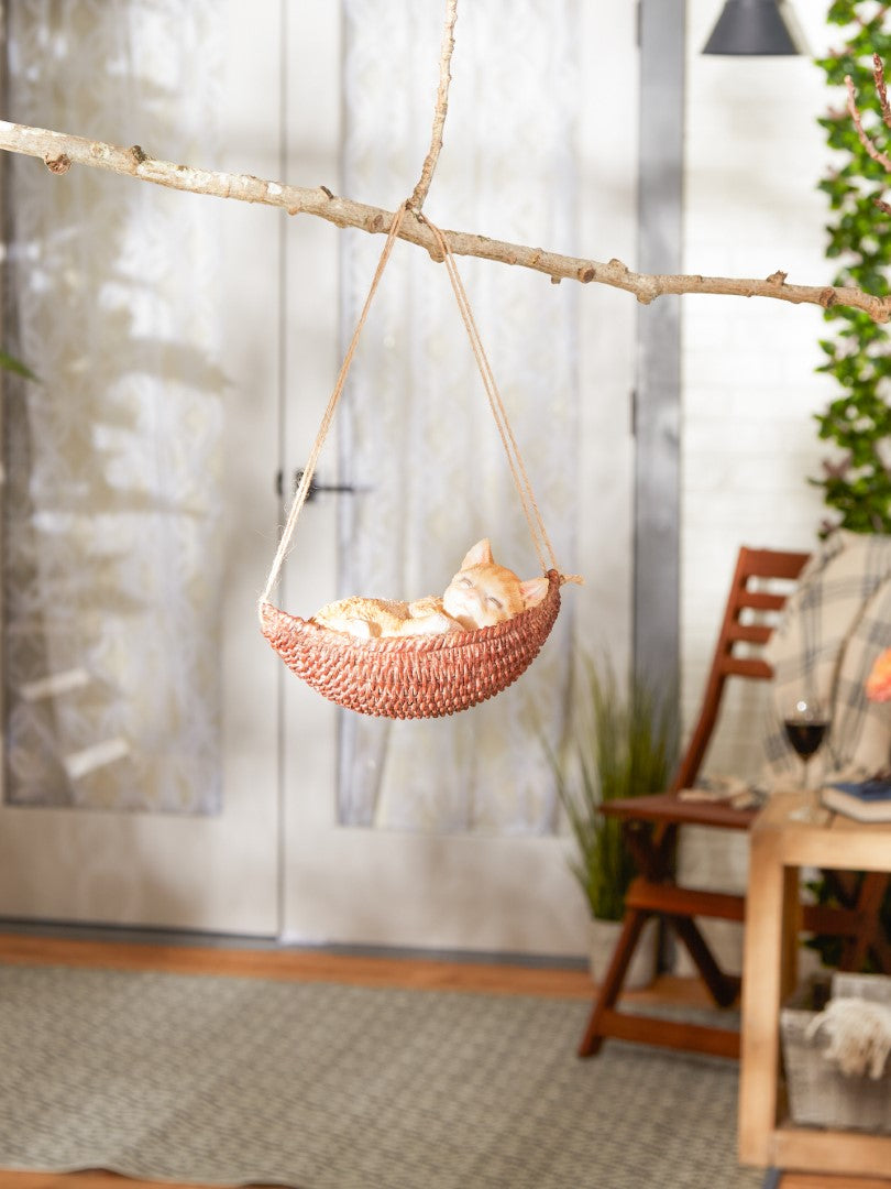 Napping Cat On Hammock Figurine 