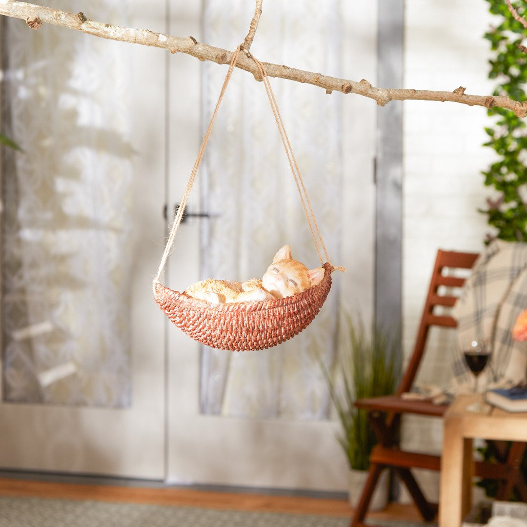 Napping Cat On Hammock Figurine 