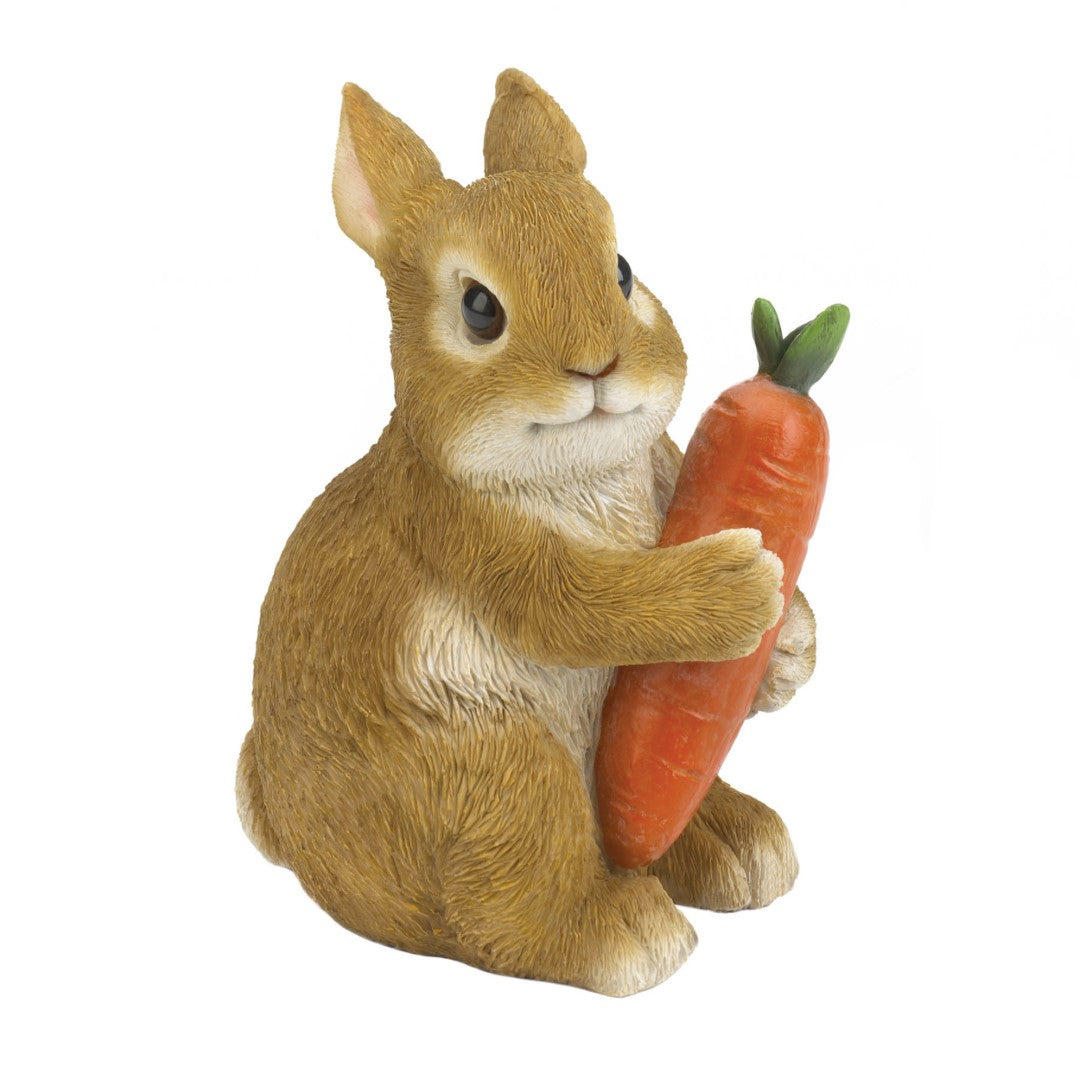 Bunny Hugging Carrot Garden Figurine 