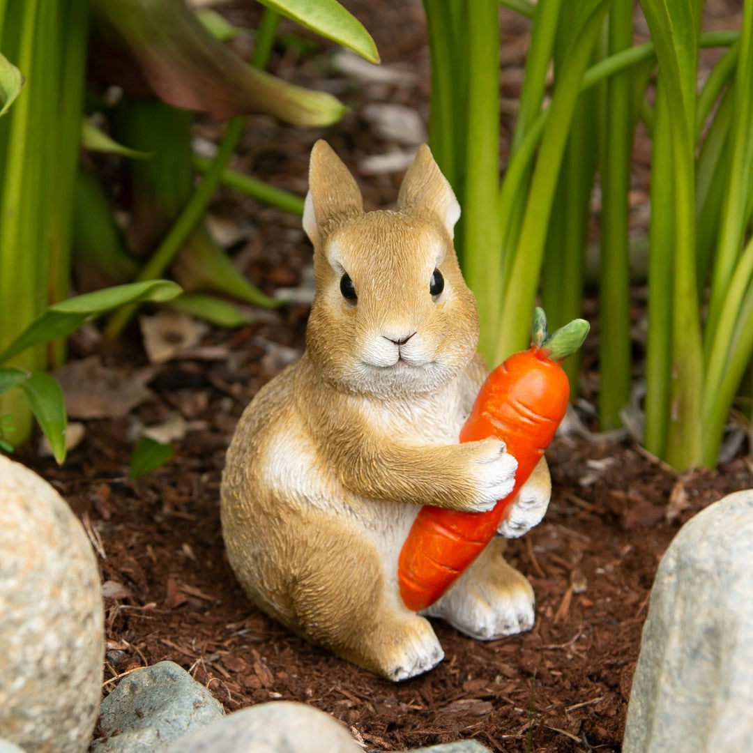 Bunny Hugging Carrot Garden Figurine 