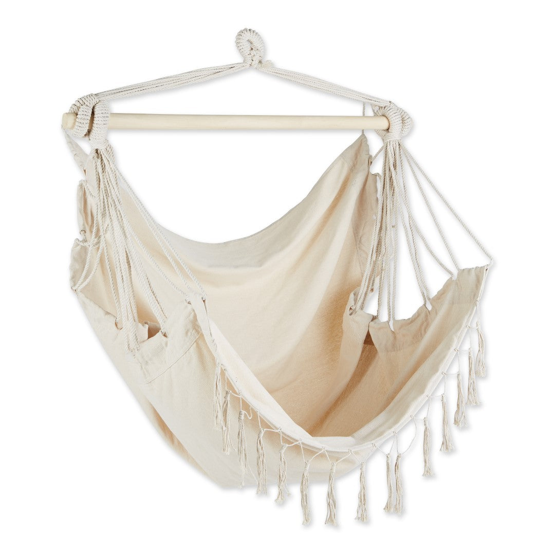 Natural Hammock Chair With Fringe Trim 