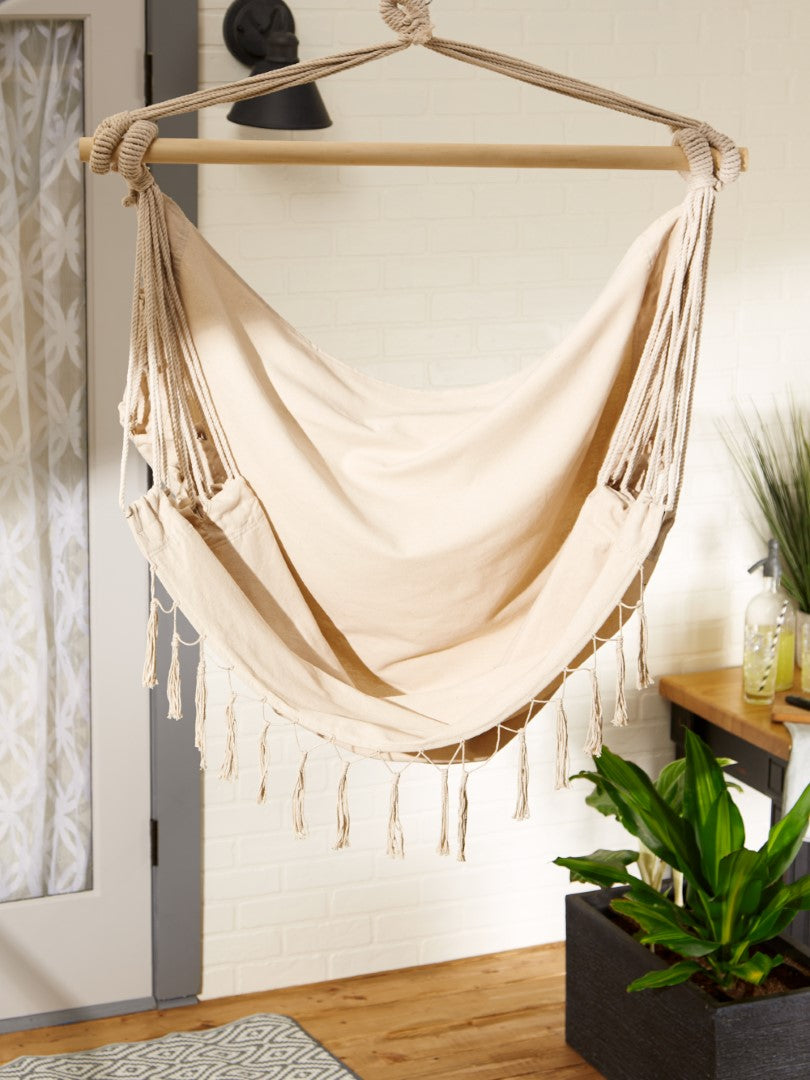 Natural Hammock Chair With Fringe Trim 