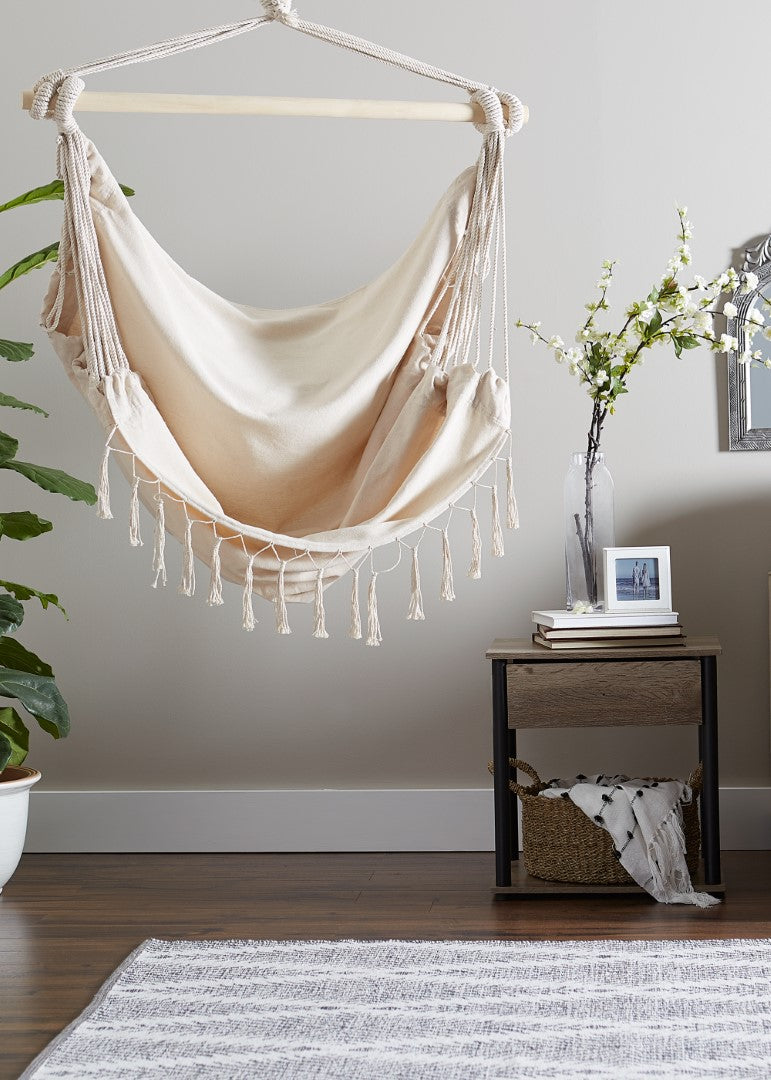 Natural Hammock Chair With Fringe Trim 