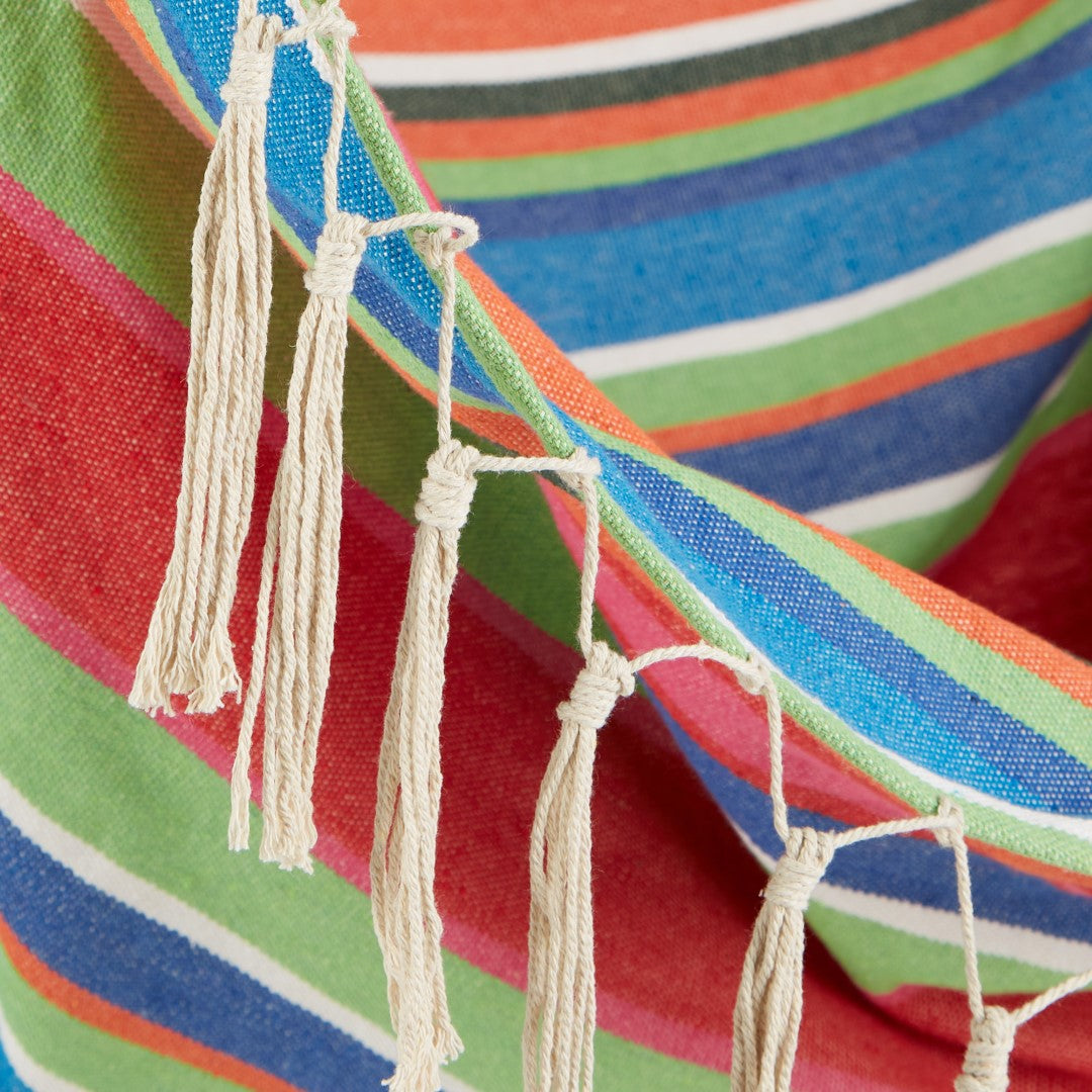 Summer Stripe Hammock Chair With Fringe Trim 