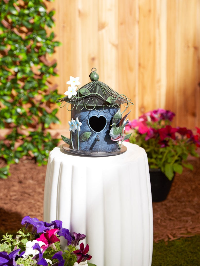 Blue Floral Birdhouse