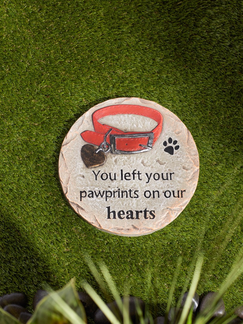 You Left Your Pawprints On Our Hearts- Pet Memorial Stepping Stone 