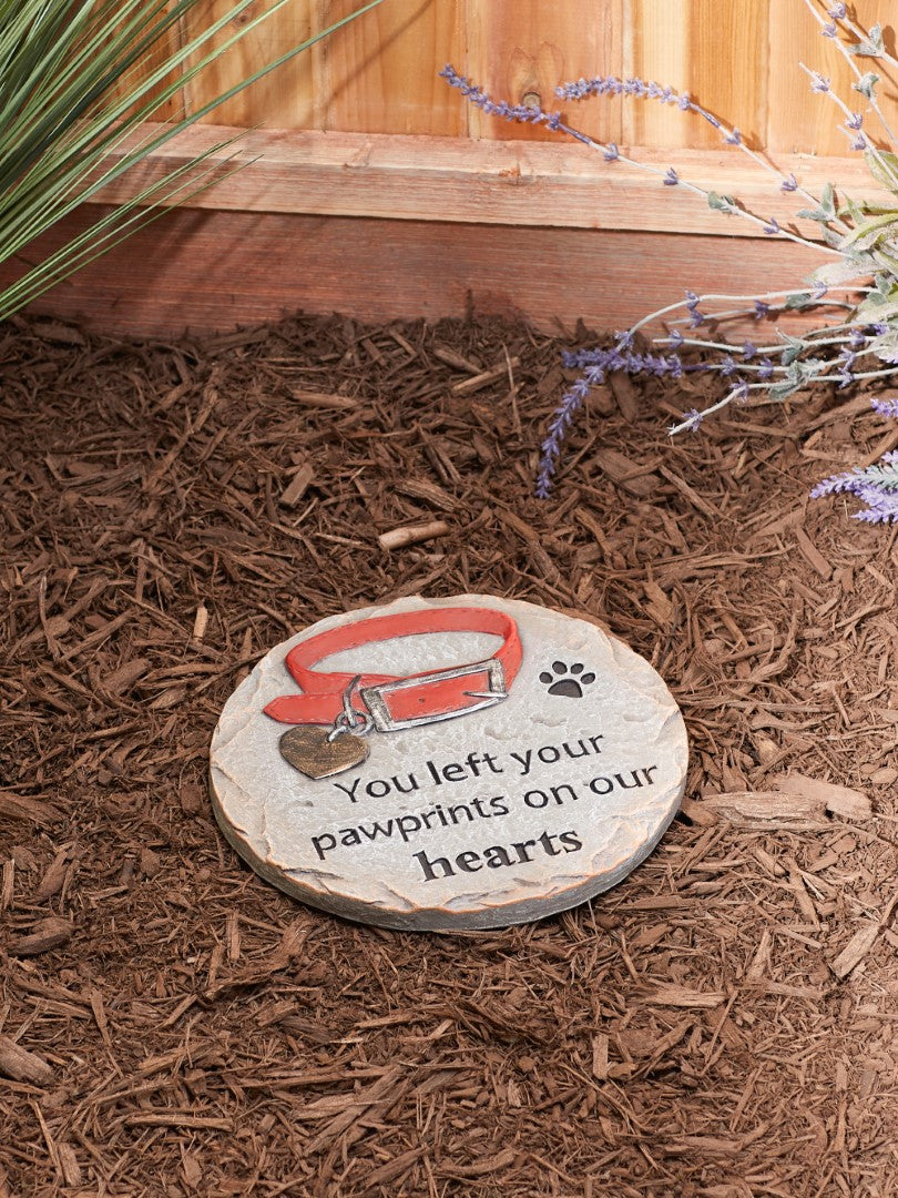 You Left Your Pawprints On Our Hearts- Pet Memorial Stepping Stone 