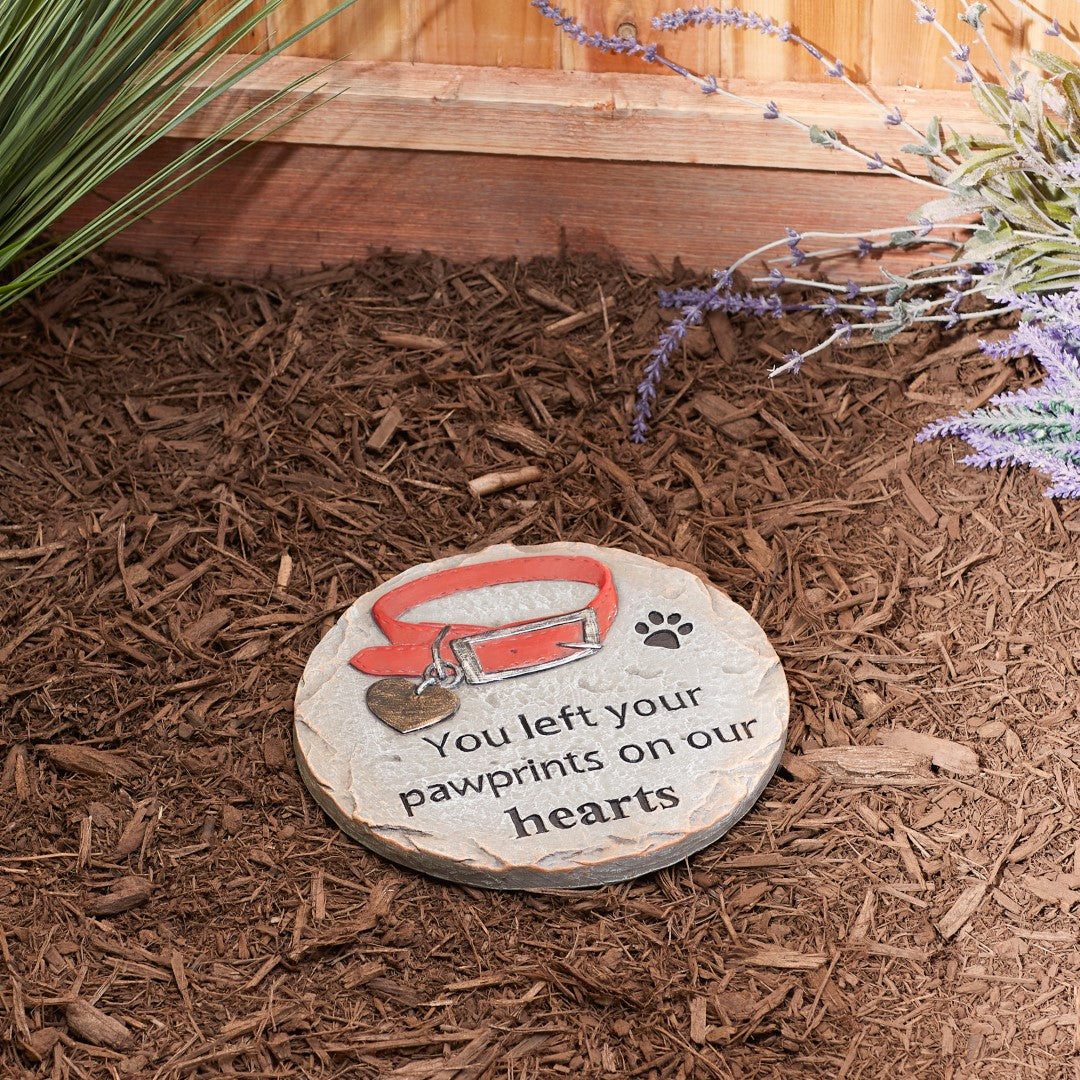 You Left Your Pawprints On Our Hearts- Pet Memorial Stepping Stone 