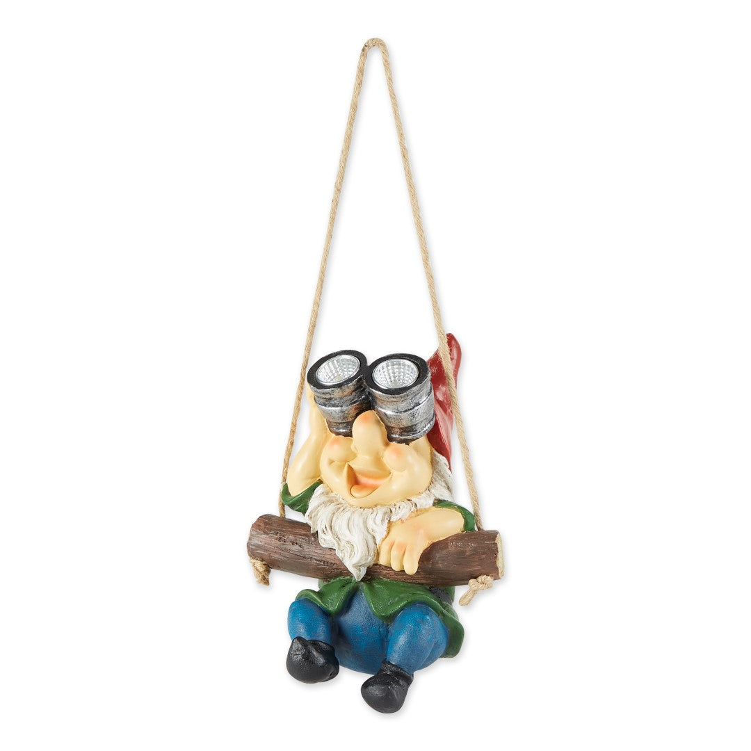 Hanging Binoculars Solar Gnome Figurine 