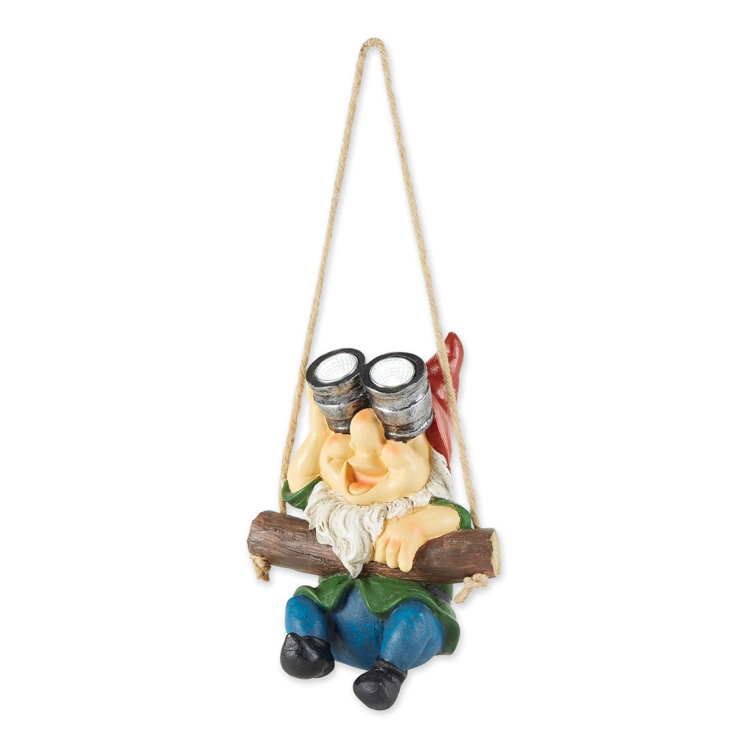 Hanging Binoculars Solar Gnome Figurine 