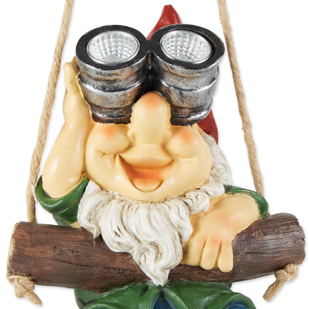 Hanging Binoculars Solar Gnome Figurine 