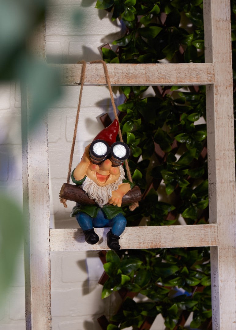 Hanging Binoculars Solar Gnome Figurine 