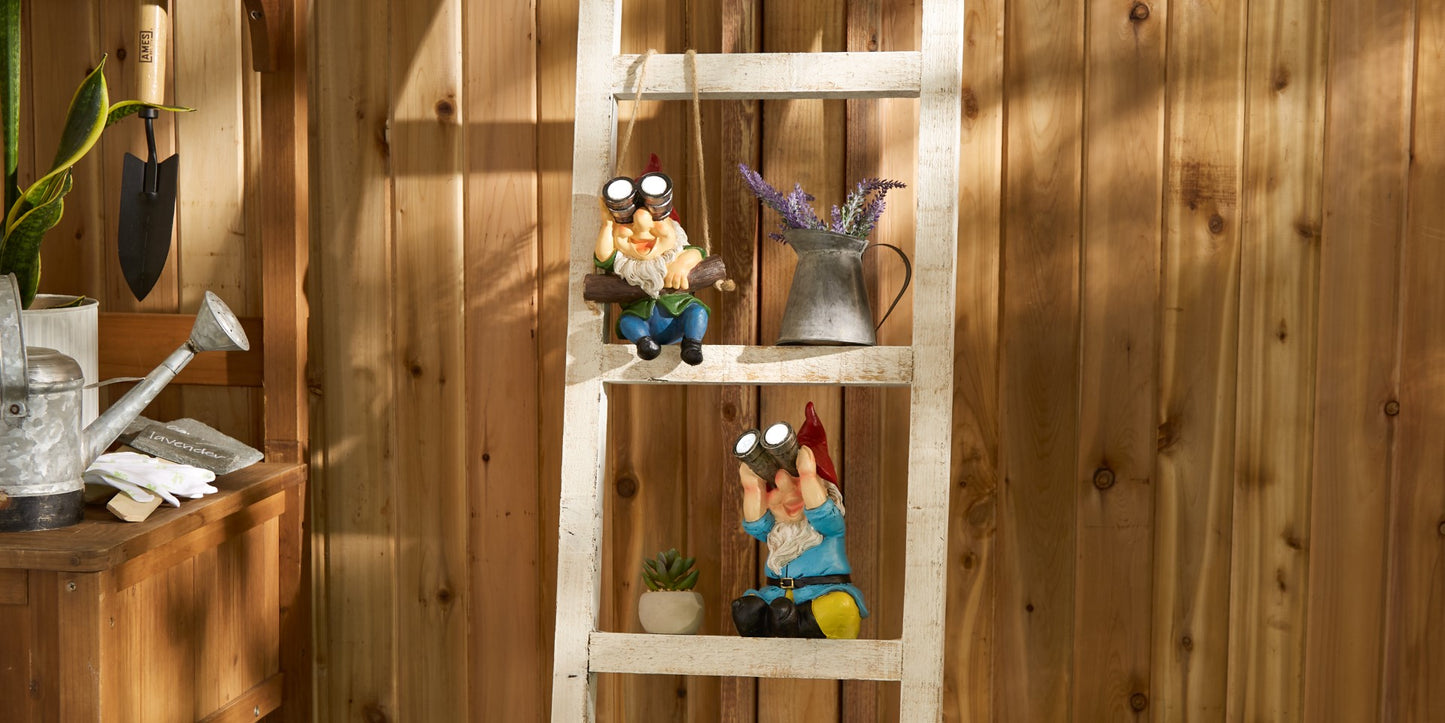 Hanging Binoculars Solar Gnome Figurine 