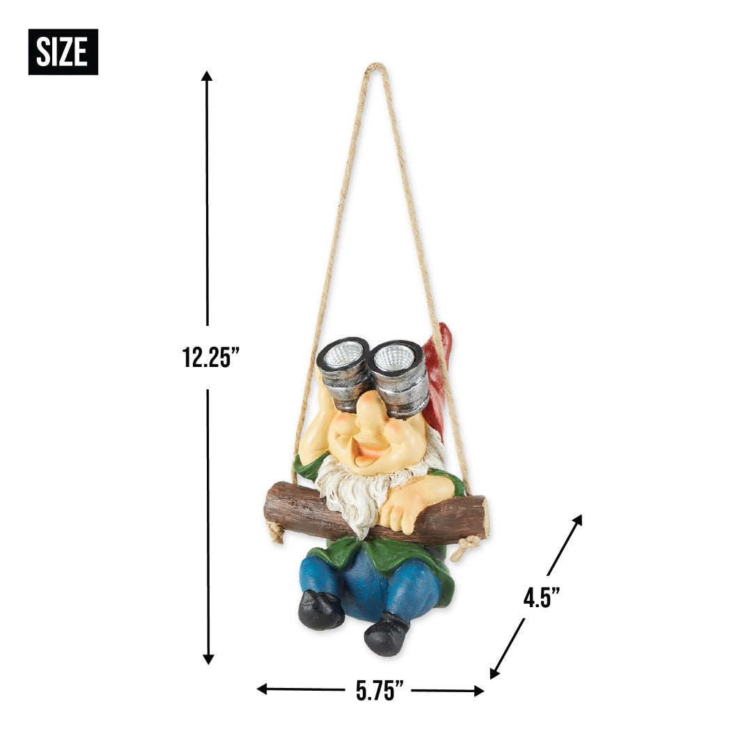 Hanging Binoculars Solar Gnome Figurine 