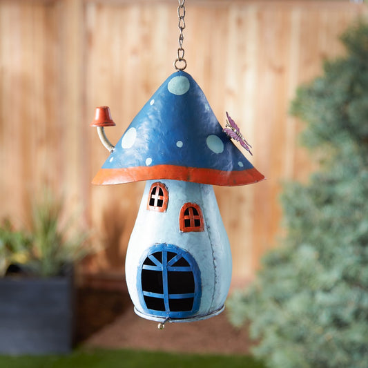 Blue Mushroom Birdhouse 