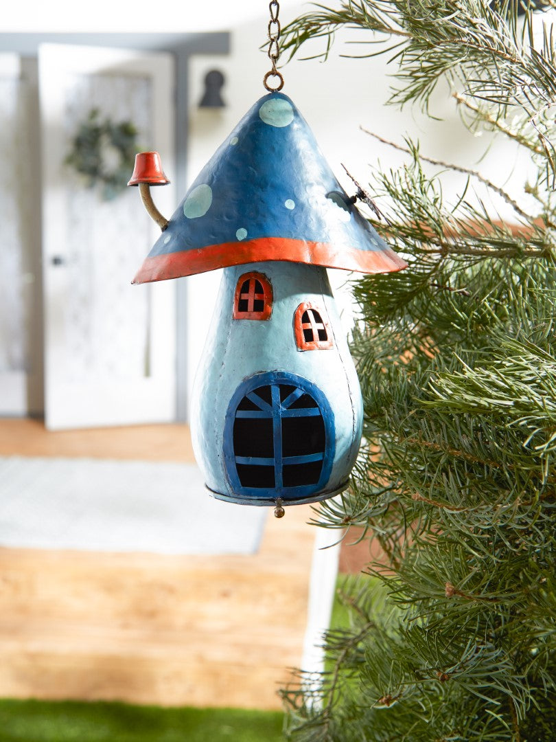 Blue Mushroom Birdhouse 