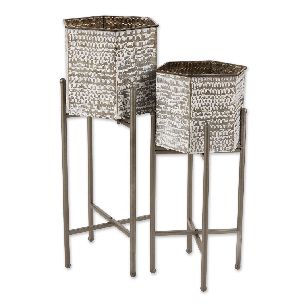 Hexagon Bucket Plant Stand Set