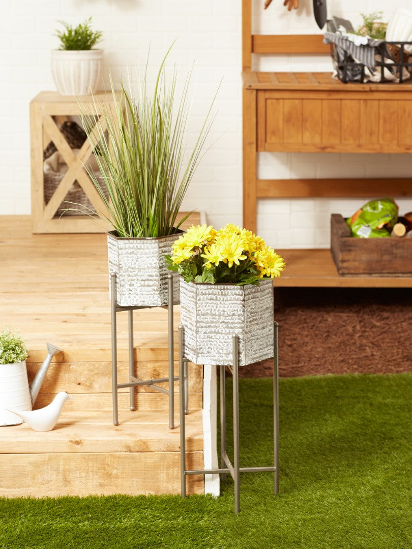 Hexagon Bucket Plant Stand Set