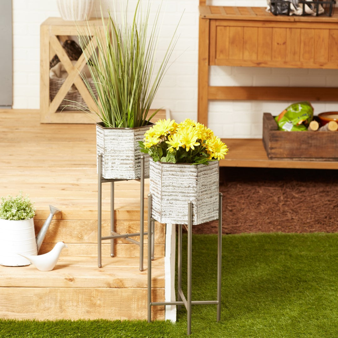 Hexagon Bucket Plant Stand Set