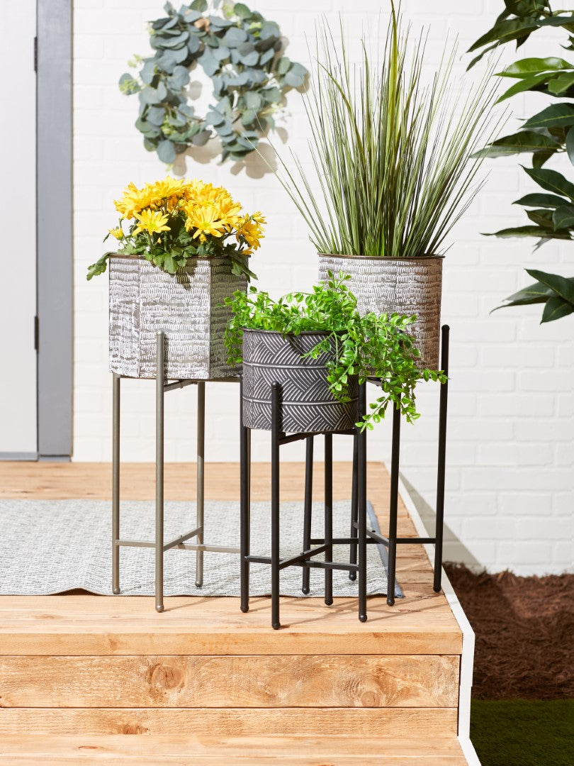 Hexagon Bucket Plant Stand Set