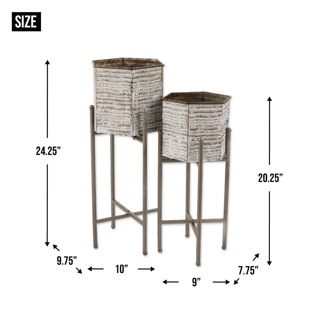 Hexagon Bucket Plant Stand Set