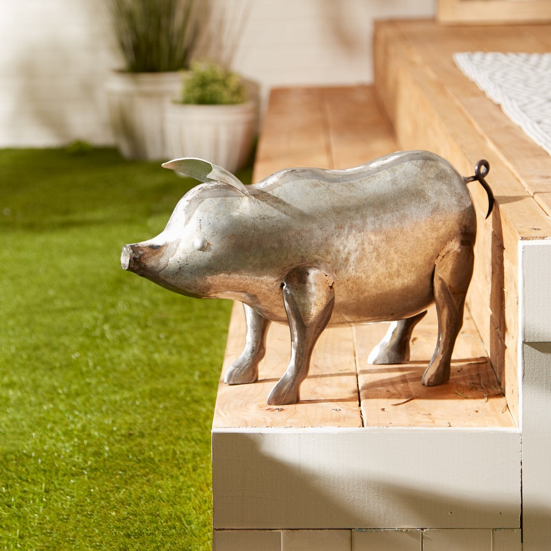 Galvanized Pig Sculpture