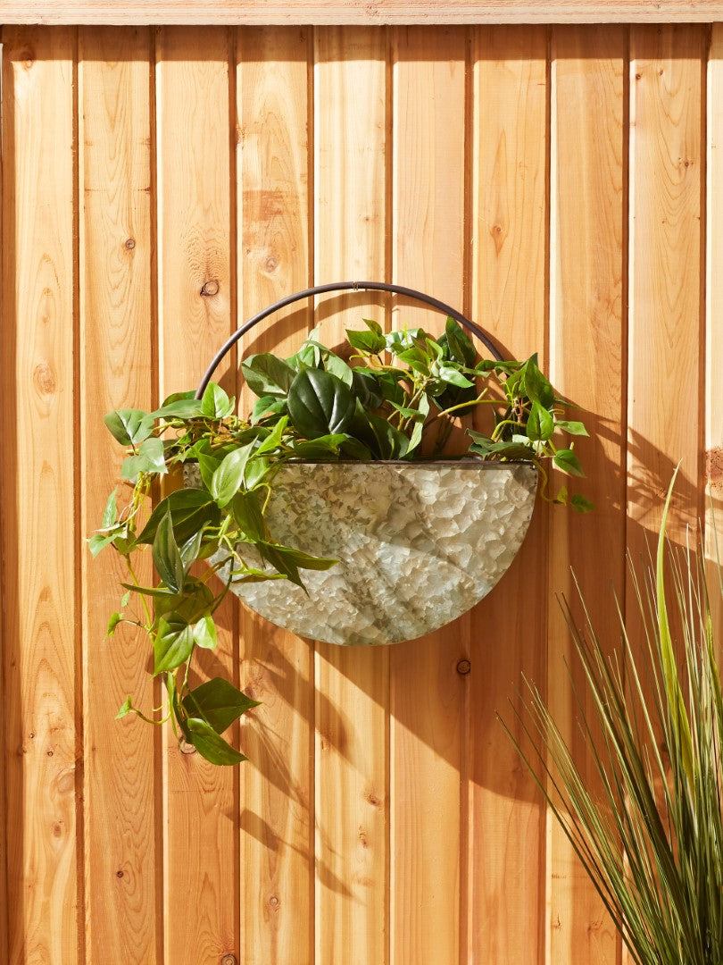 Round Galvanized Wall Planter