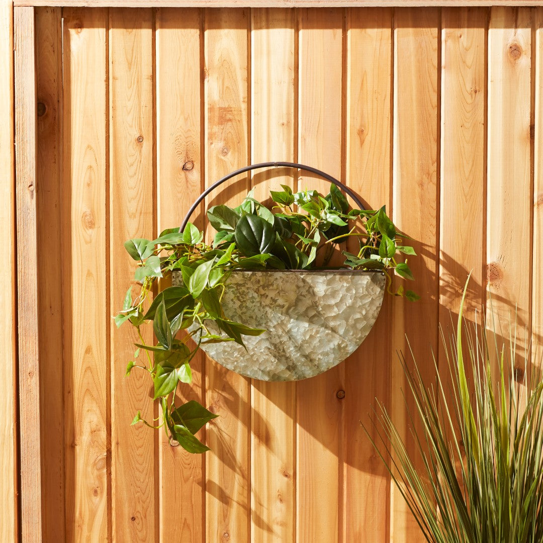 Round Galvanized Wall Planter