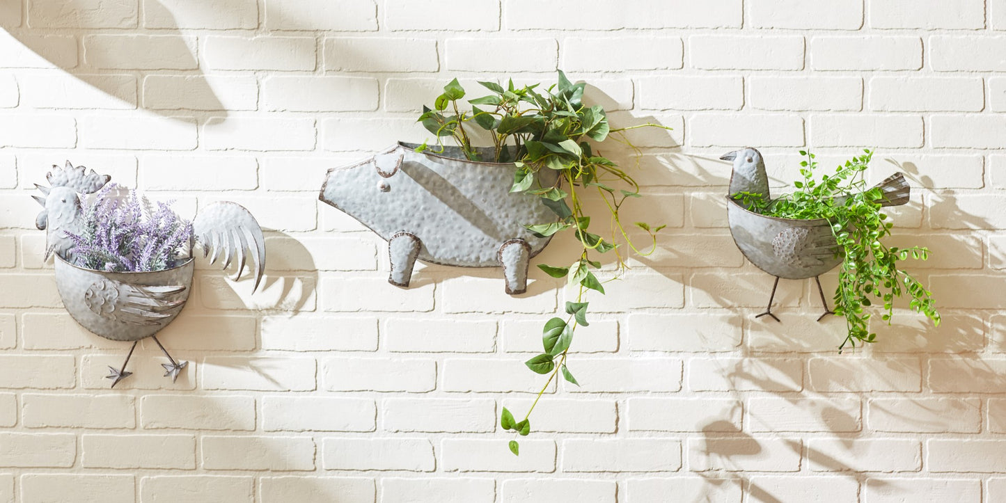 Bird Galvanized Wall Planter