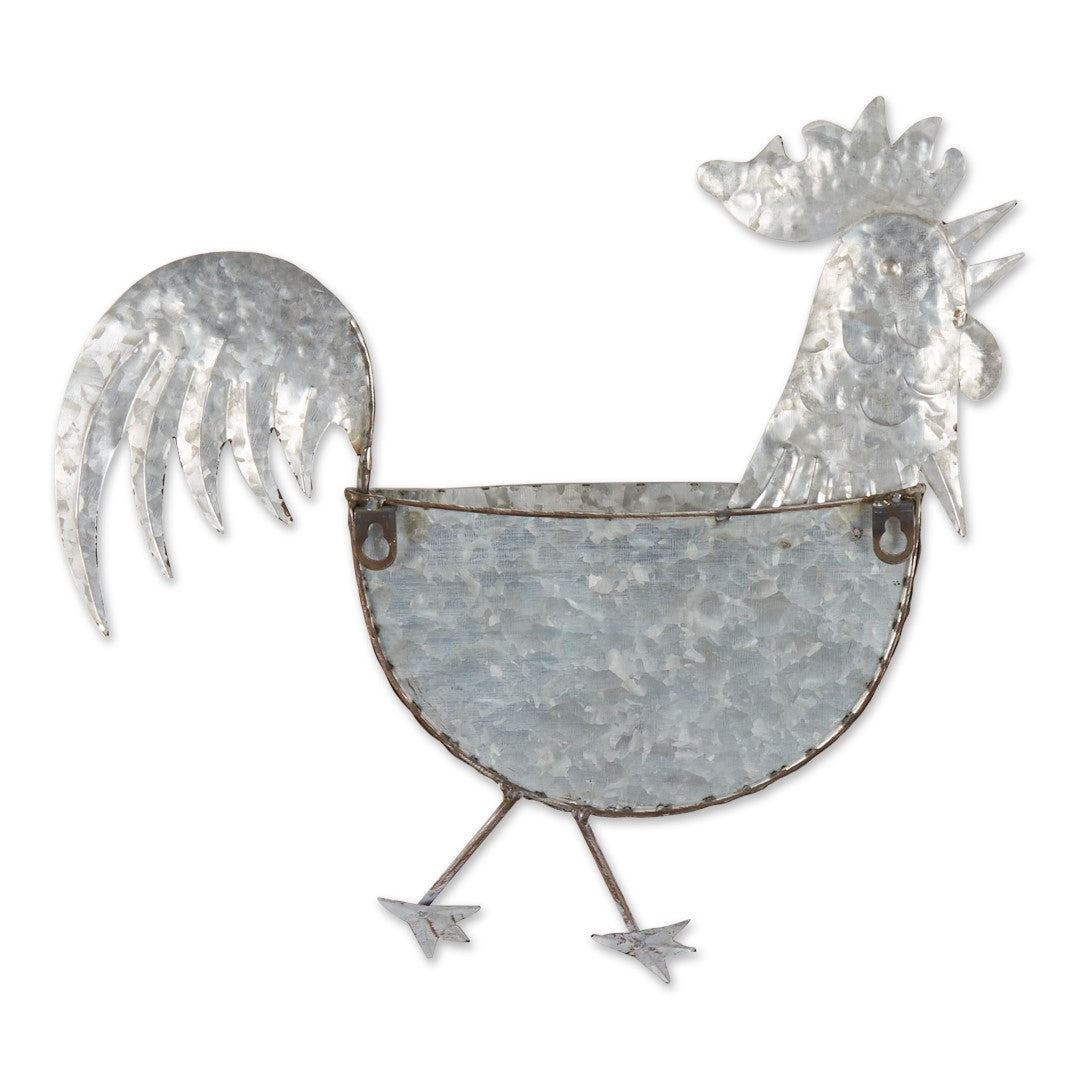 Rooster Galvanized Wall Planter